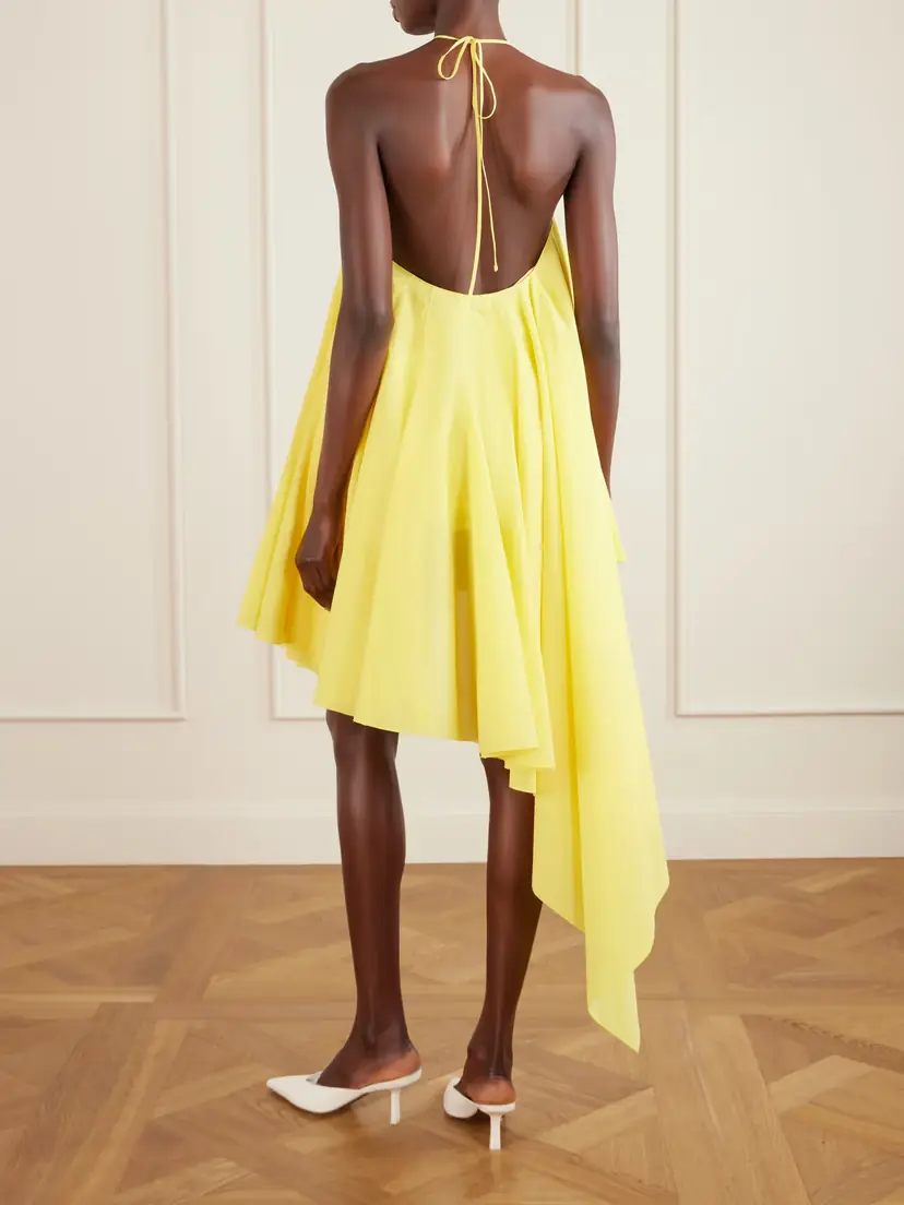 Jacquemus Courte Asymmetric Cotton-blend Crepon Halterneck Dress | Thumbnail 3