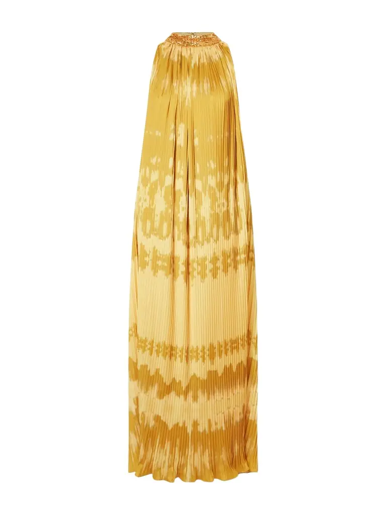 Dima Ayad Embellished Tie-dyed Plissé-satin Gown | Image 1 Dima Ayad Embellished Tie-dyed Plissé-satin Gown | Image 1