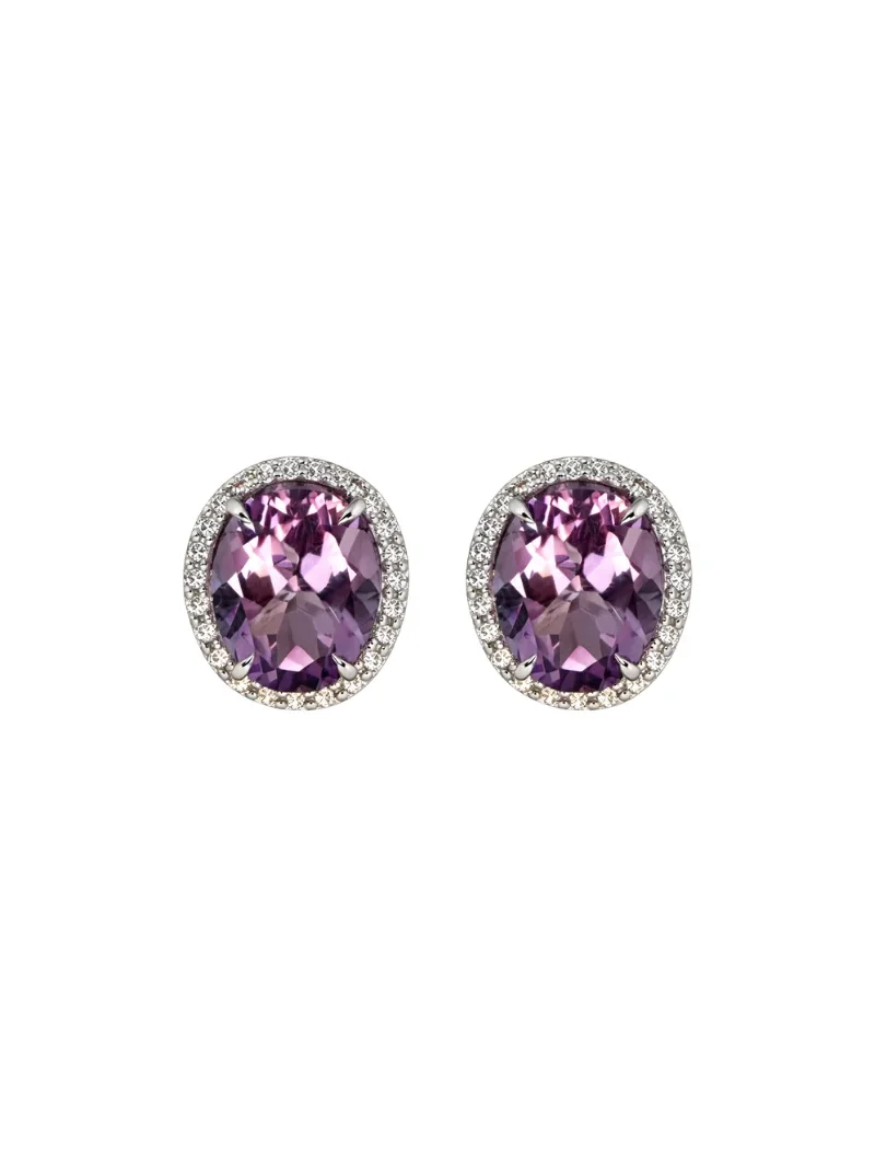 5.26ct Amethyst Diamond 18K Gold Halo Stud Earrings 5.26ct Amethyst Diamond 18K Gold Halo Stud Earrings