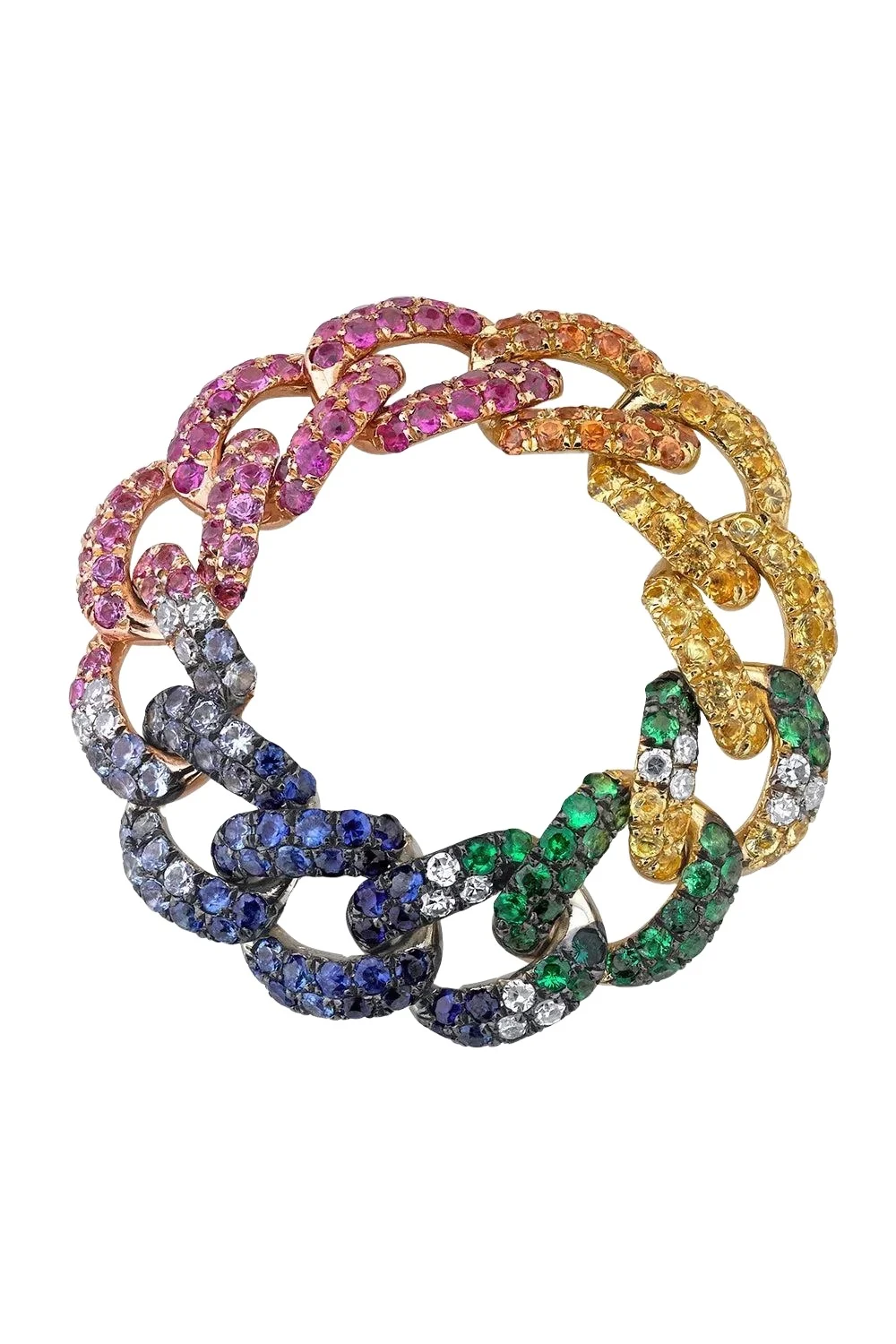 SHAY JEWELRY Sapphire Rainbow Pave Medium Link Ring