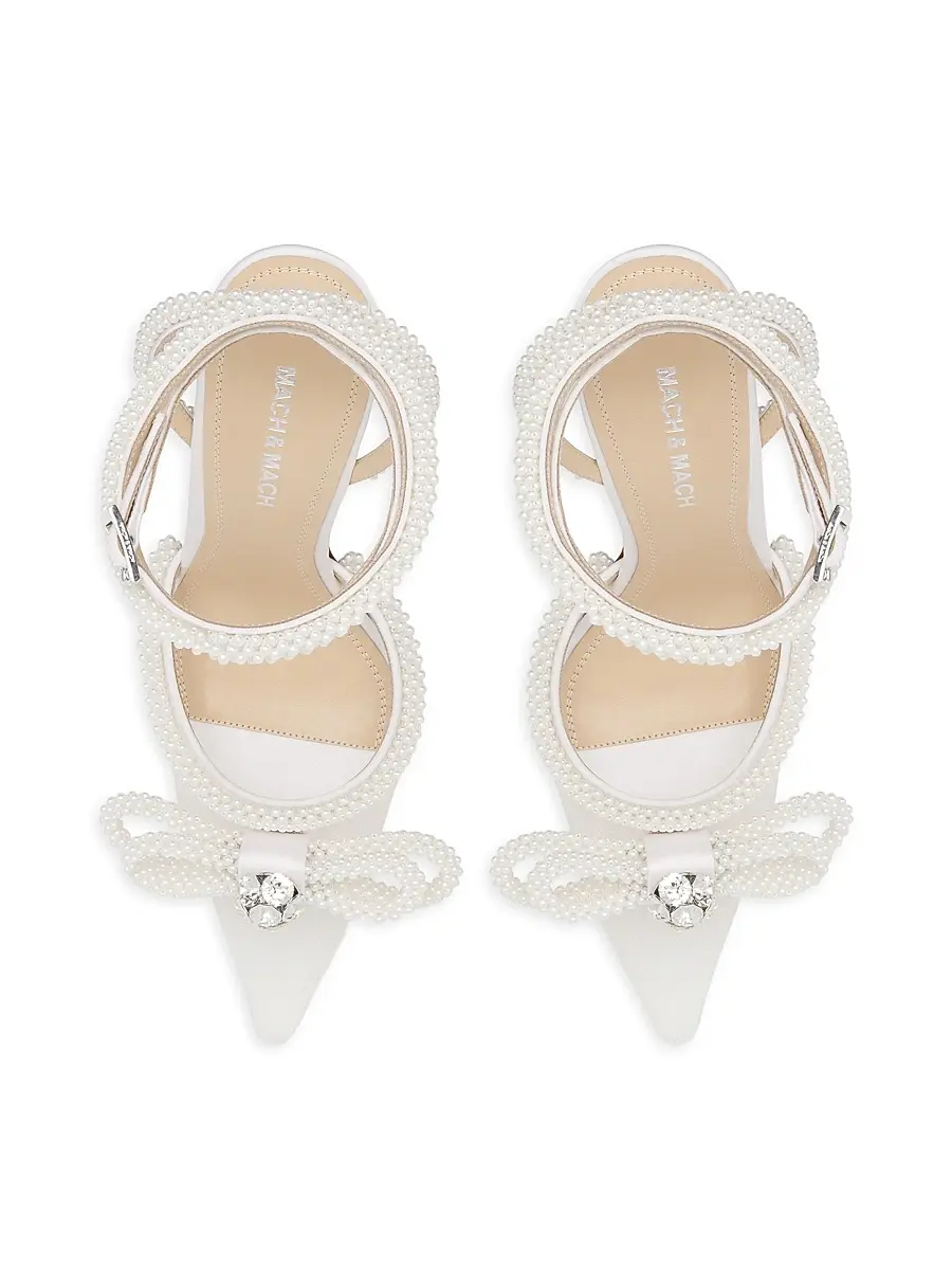 Mach & Mach Women's 110MM Embellished Double Bow Mesh Pumps | Thumbnail 4 Mach & Mach Women's 110MM Embellished Double Bow Mesh Pumps | Thumbnail 4