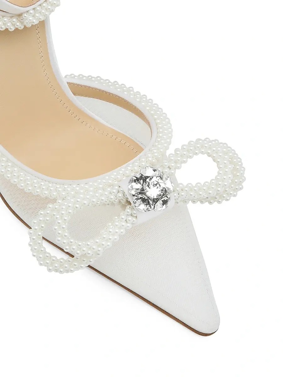 Mach & Mach Women's 110MM Embellished Double Bow Mesh Pumps | Thumbnail 5 Mach & Mach Women's 110MM Embellished Double Bow Mesh Pumps | Thumbnail 5
