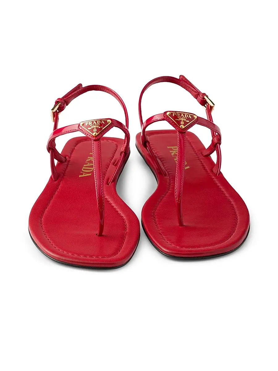 Prada Women's Patent Leather Thong Sandals - Red | Thumbnail 2 Prada Women's Patent Leather Thong Sandals - Red | Thumbnail 2