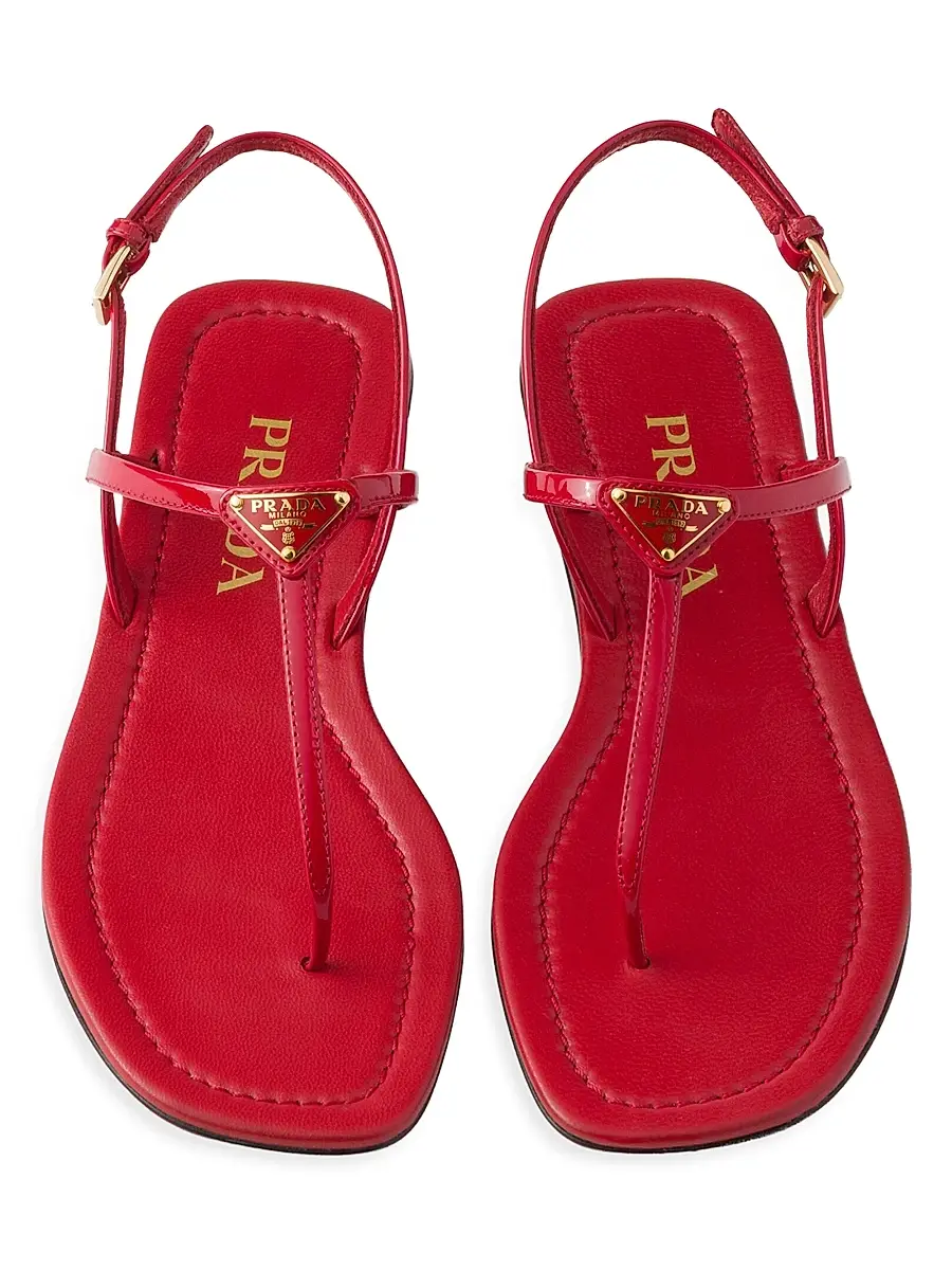Prada Women's Patent Leather Thong Sandals - Red | Thumbnail 3 Prada Women's Patent Leather Thong Sandals - Red | Thumbnail 3