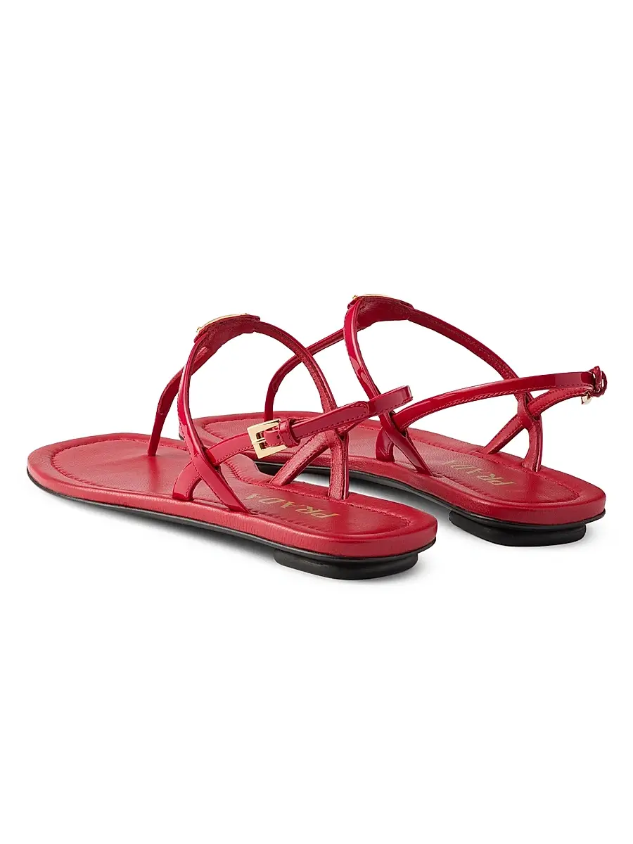 Prada Women's Patent Leather Thong Sandals - Red | Thumbnail 4 Prada Women's Patent Leather Thong Sandals - Red | Thumbnail 4