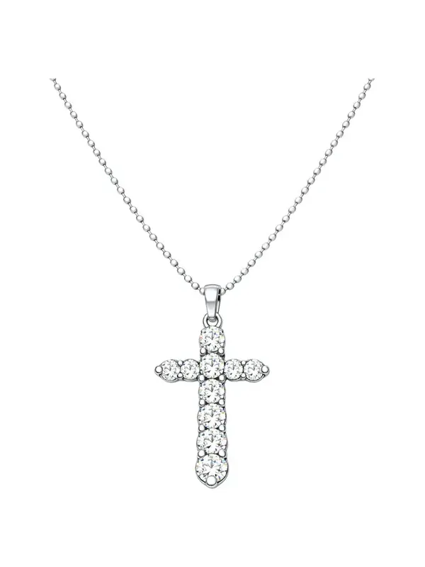 Wish Fine Jewelry 0.50ct Diamond Platinum Pave Cross Necklace