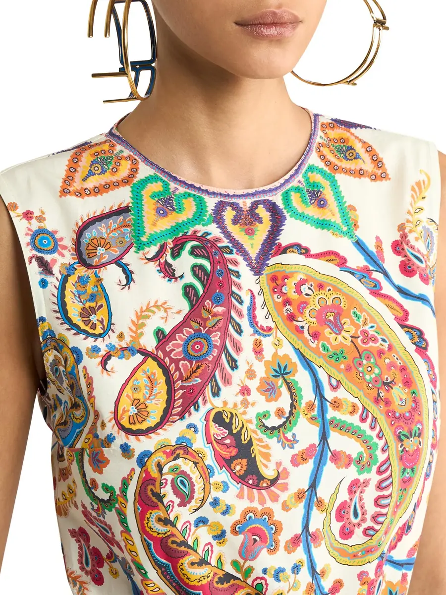 Etro Floral Paisley A-Line Cotton Flounced Maxi Dress | Thumbnail 5 Etro Floral Paisley A-Line Cotton Flounced Maxi Dress | Thumbnail 5