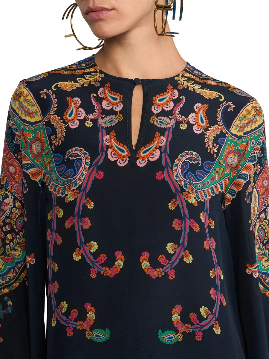 Etro Silk Paisley Keyhole Blouse with Flared Sleeves | Thumbnail 5 Etro Silk Paisley Keyhole Blouse with Flared Sleeves | Thumbnail 5