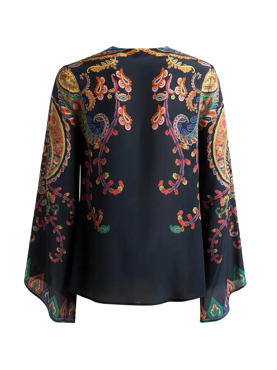 Etro Silk Paisley Keyhole Blouse with Flared Sleeves | Image 1 Etro Silk Paisley Keyhole Blouse with Flared Sleeves | Image 1