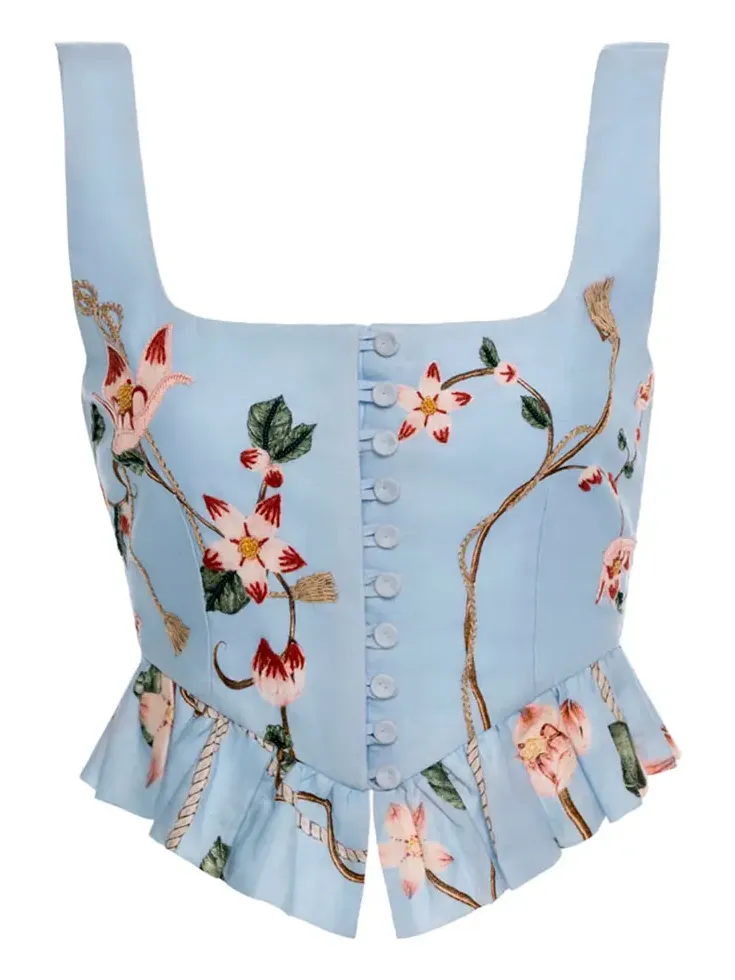 Eslabon Navegante Linen Cropped Top Eslabon Navegante Linen Cropped Top