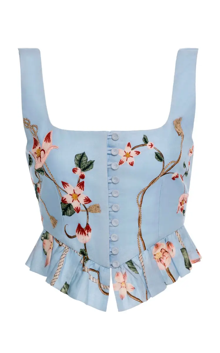 Agua by Agua Bendita Eslabon Navegante Linen Cropped Top | Image 1 Agua by Agua Bendita Eslabon Navegante Linen Cropped Top | Image 1
