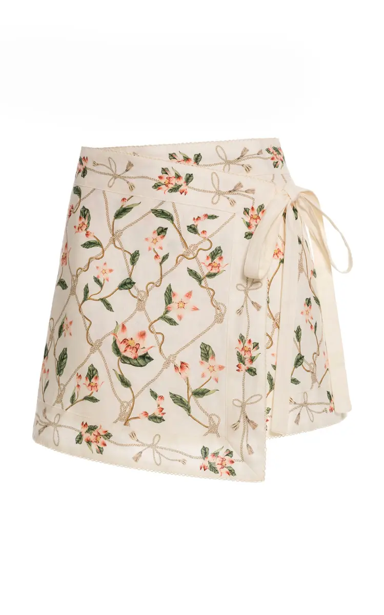Agua by Agua Bendita Lluna Navegante Linen Mini Wrap Skirt | Thumbnail 4