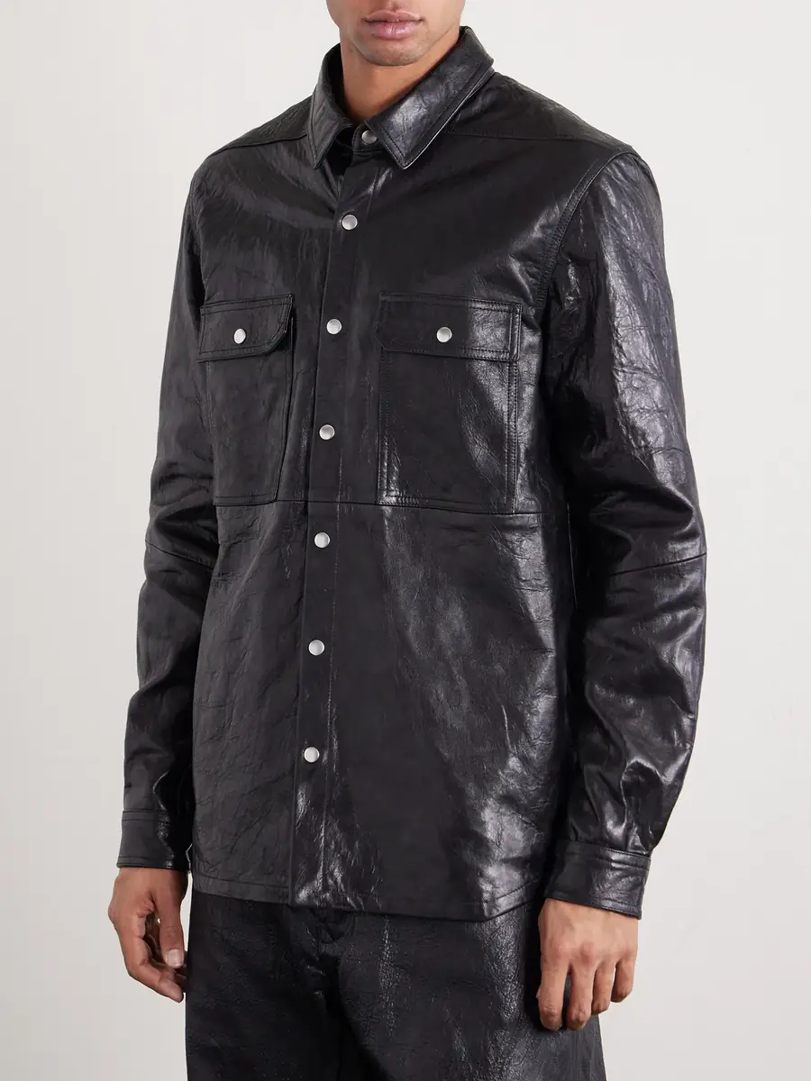 Rick Owens Textured Leather Overshirt - Men | Thumbnail 3 Rick Owens Textured Leather Overshirt - Men | Thumbnail 3