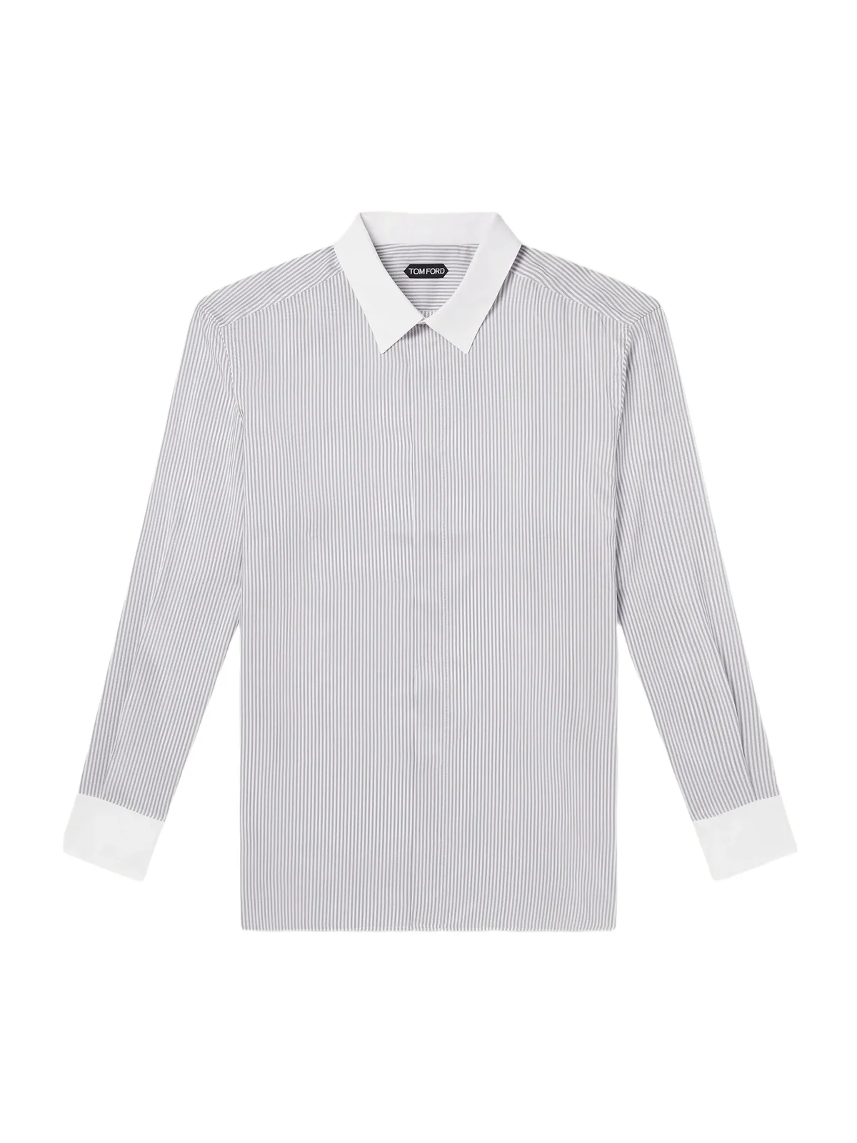 Classic-Collar Striped Silk Shirt - Men Classic-Collar Striped Silk Shirt - Men