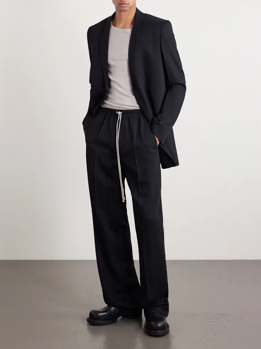 Rick Owens Dietrich Straight-Leg Wool Drawstring Trousers - Men | Thumbnail 2