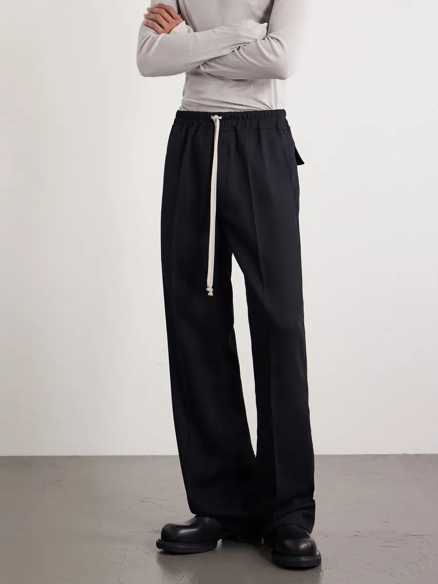 Rick Owens Dietrich Straight-Leg Wool Drawstring Trousers - Men | Thumbnail 3