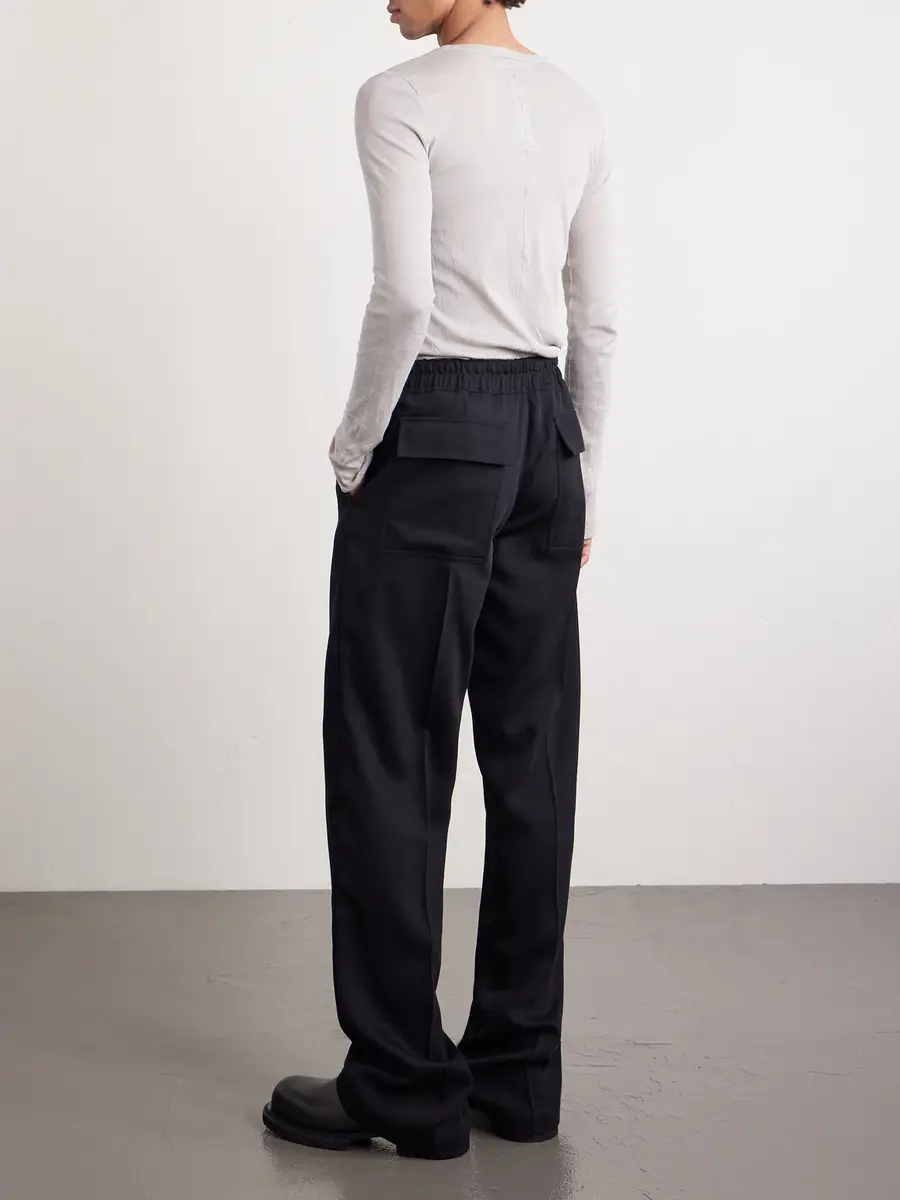 Rick Owens Dietrich Straight-Leg Wool Drawstring Trousers - Men | Thumbnail 4