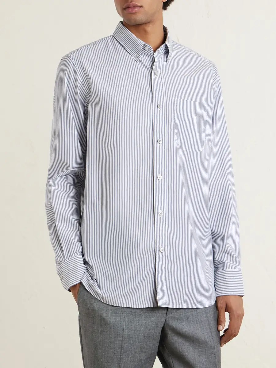 Tom Ford Button-Down Collar Striped Cotton and Lyocell-Blend Oxford Shirt - Men | Thumbnail 2 Tom Ford Button-Down Collar Striped Cotton and Lyocell-Blend Oxford Shirt - Men | Thumbnail 2