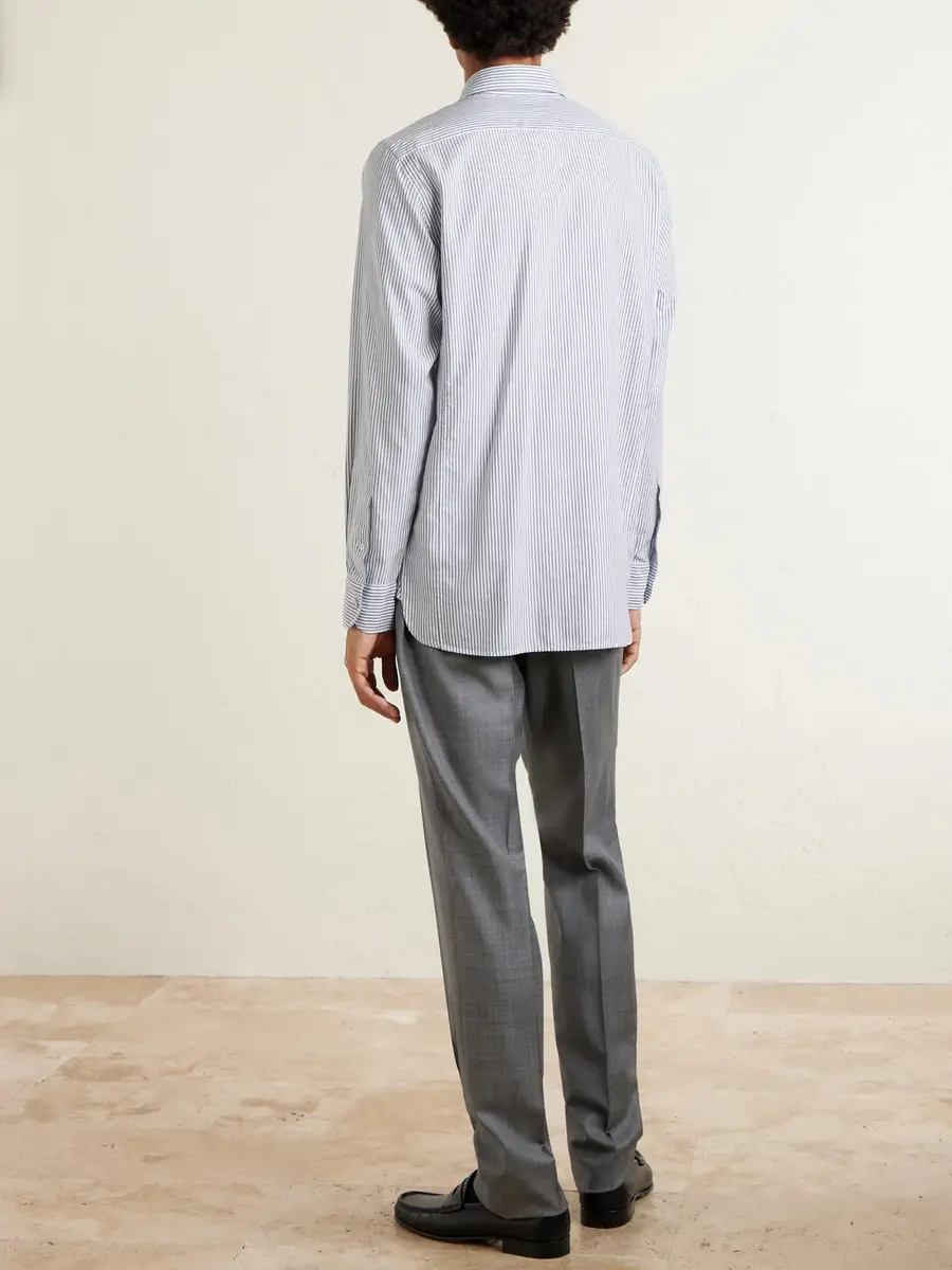 Tom Ford Button-Down Collar Striped Cotton and Lyocell-Blend Oxford Shirt - Men | Thumbnail 4 Tom Ford Button-Down Collar Striped Cotton and Lyocell-Blend Oxford Shirt - Men | Thumbnail 4