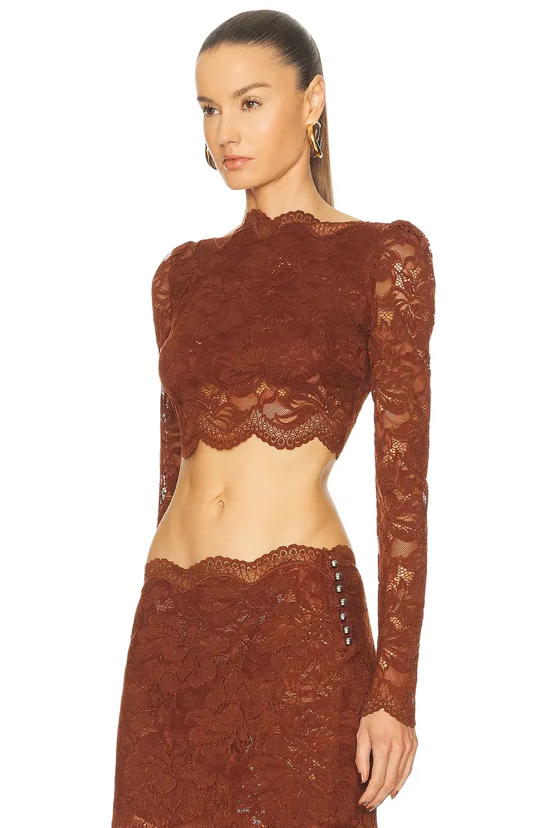Rabanne Lace Off Shoulder Top | Thumbnail 2