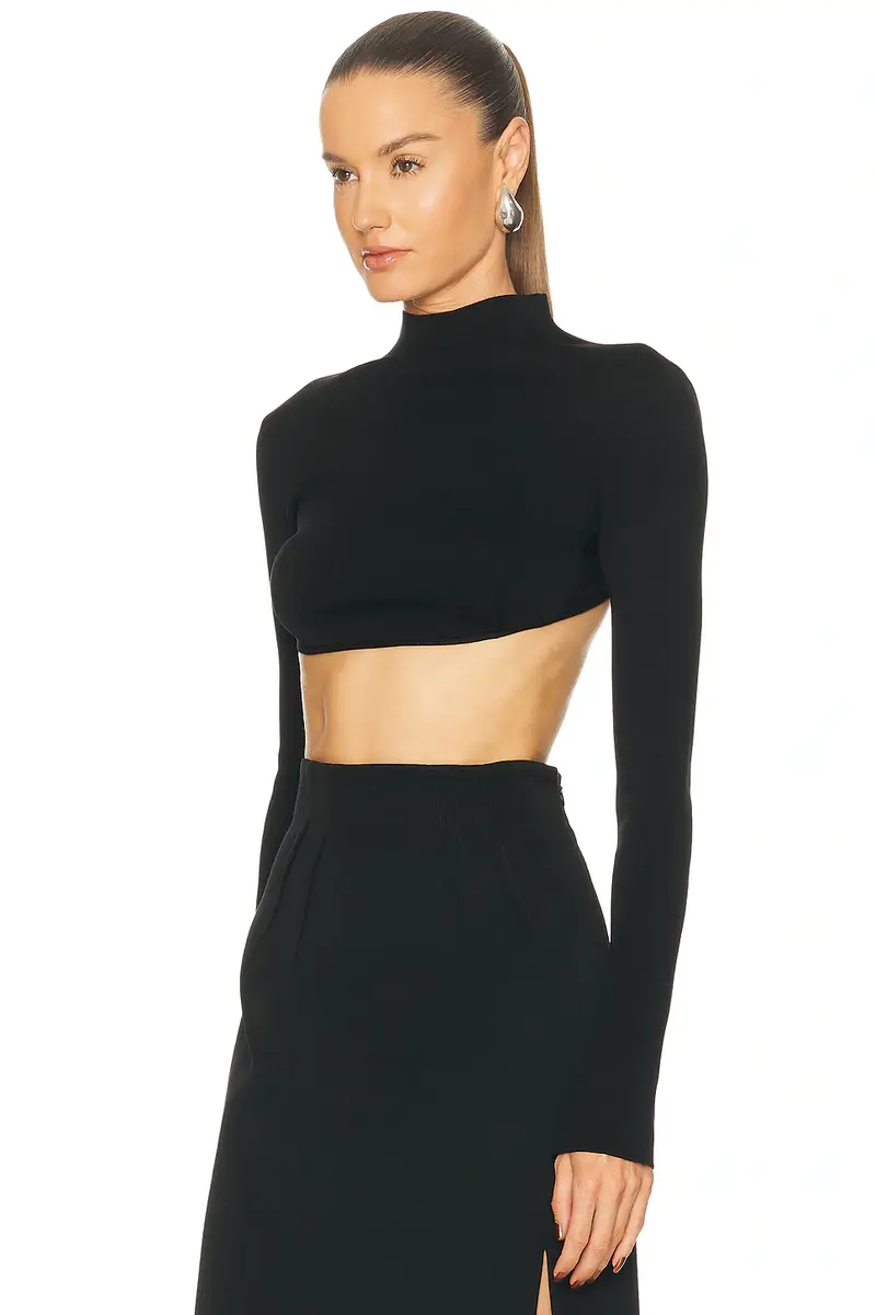 Mugler Cropped Long Sleeve Top | Thumbnail 3 Mugler Cropped Long Sleeve Top | Thumbnail 3