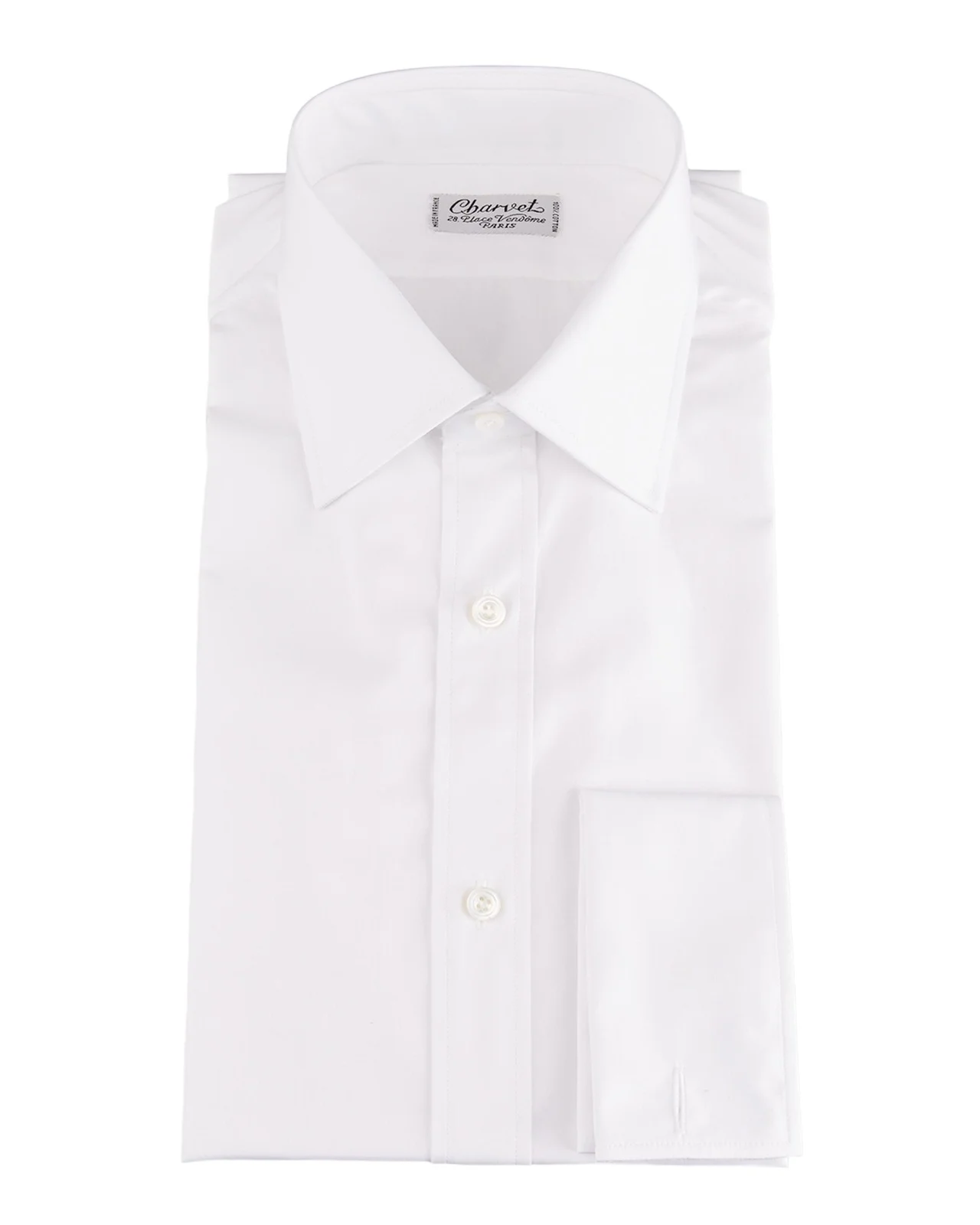 Charvet Men's Basic Solid Point-Collar Dress Shirt with French Cuffs