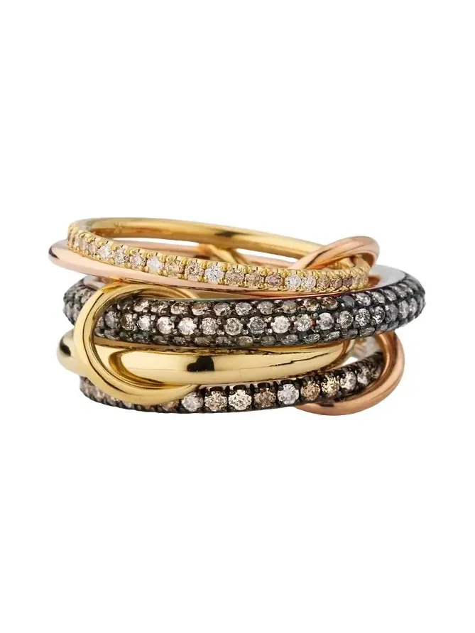 Leo 18k 2-Tone 5-Link Ring w/ Diamonds Leo 18k 2-Tone 5-Link Ring w/ Diamonds