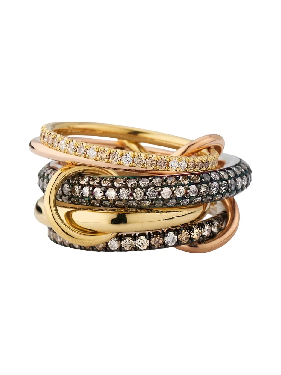 Leo 18k 2-Tone 5-Link Ring w/ Diamonds Leo 18k 2-Tone 5-Link Ring w/ Diamonds