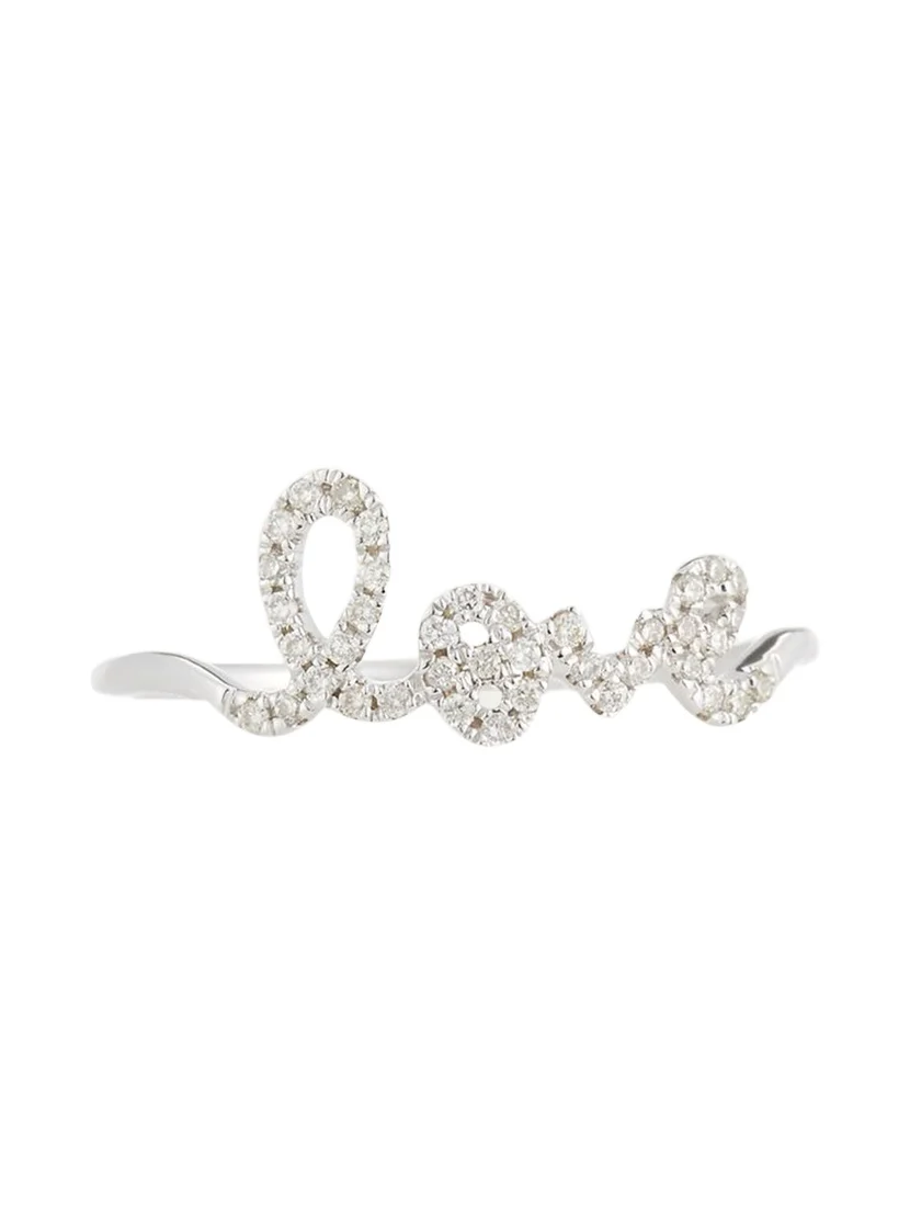14k White Gold Diamond Love Script Ring 14k White Gold Diamond Love Script Ring
