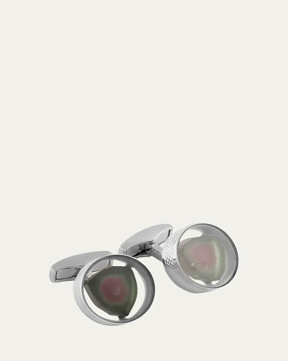 Tateossian Watermelon Tourmaline Round Cuff Links | Thumbnail 2