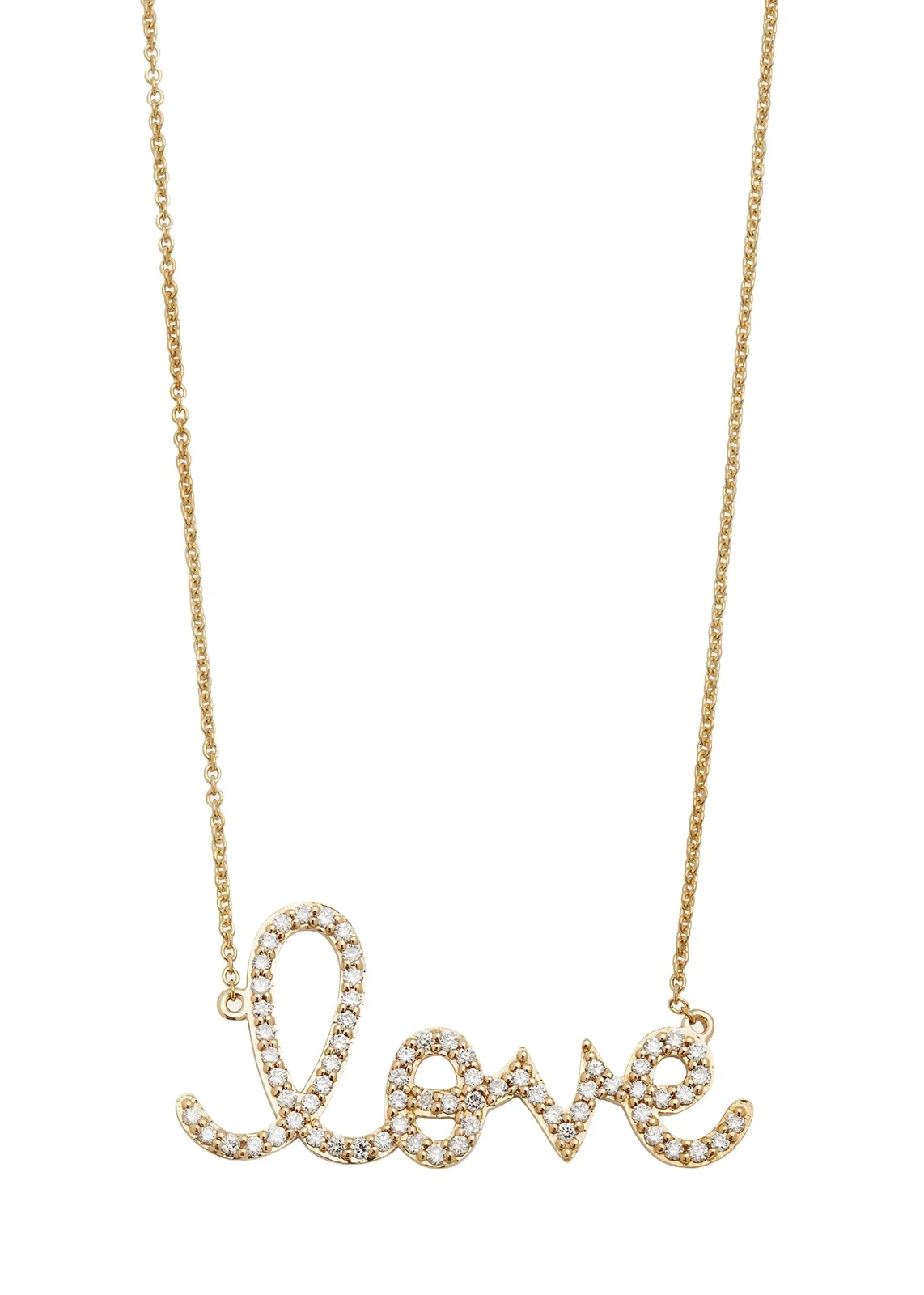 Large 14k Yellow Gold & Diamond Love Necklace Large 14k Yellow Gold & Diamond Love Necklace