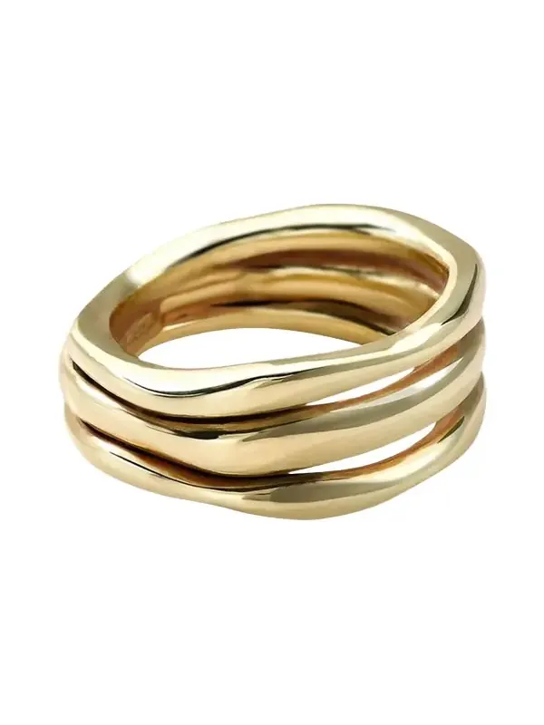 Smooth Squiggle Triple Band Ring in 18K Gold