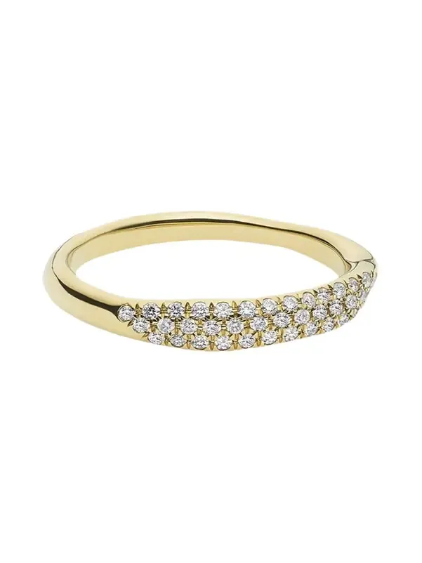 Squiggle Band Ring in 18K Gold with Diamonds