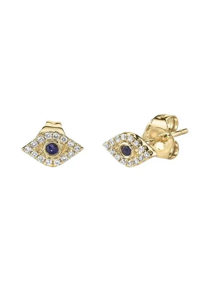 14k Diamond Mini Evil Eye Single Stud Earring
