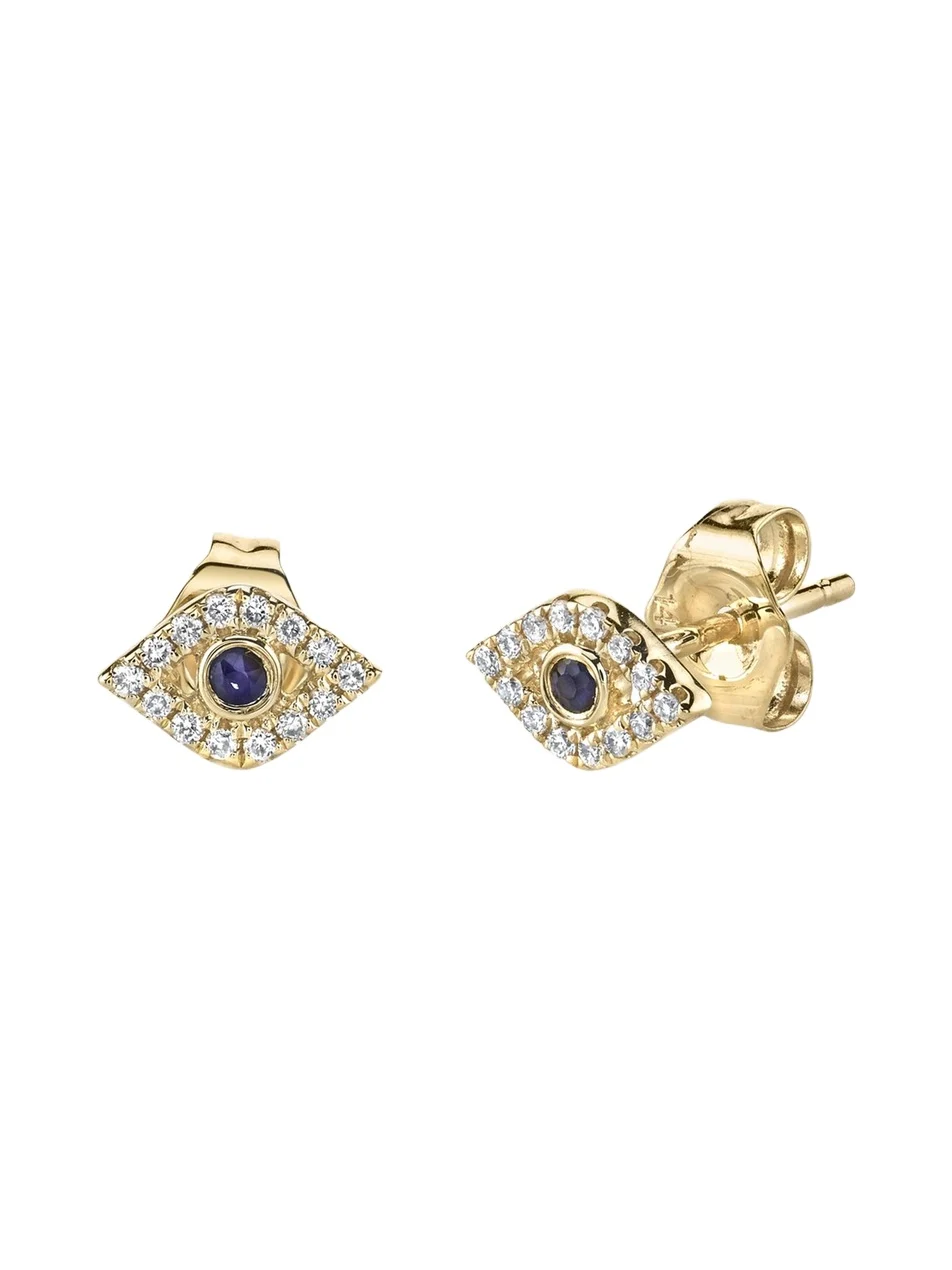 14k Diamond Mini Evil Eye Single Stud Earring