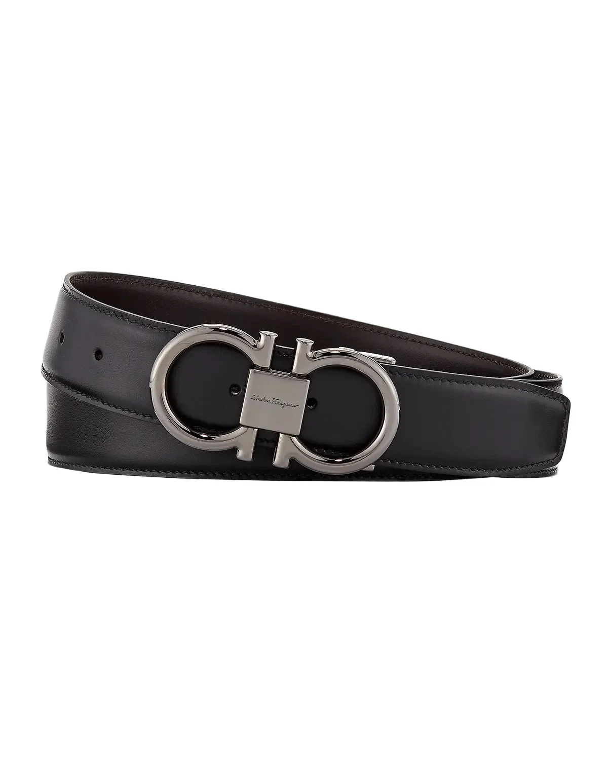 Men's Double-Gancini Reversible Leather Belt Men's Double-Gancini Reversible Leather Belt