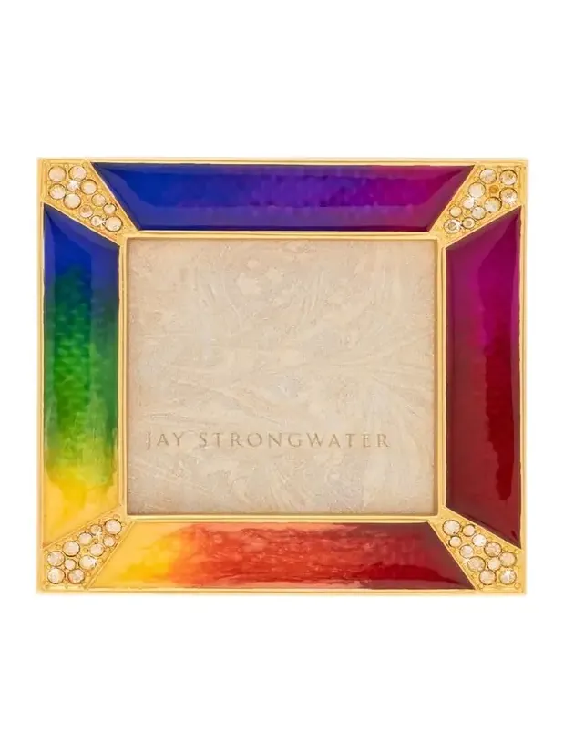 Jay Strongwater Rainbow Pave Corner Square Frame, 2"Sq. | Thumbnail 1 Jay Strongwater Rainbow Pave Corner Square Frame, 2"Sq. | Thumbnail 1