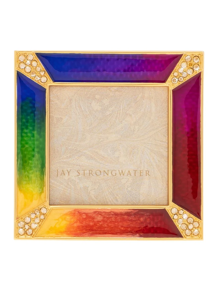 Jay Strongwater Rainbow Pave Corner Square Frame, 2"Sq.