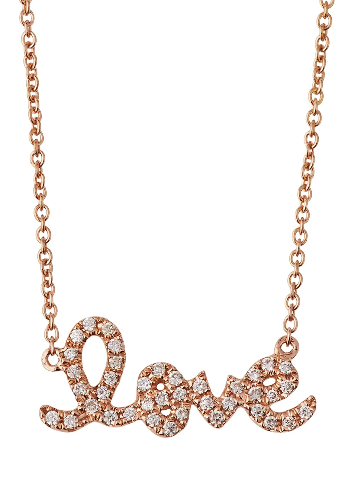 Gold Diamond Love Necklace, Small Gold Diamond Love Necklace, Small