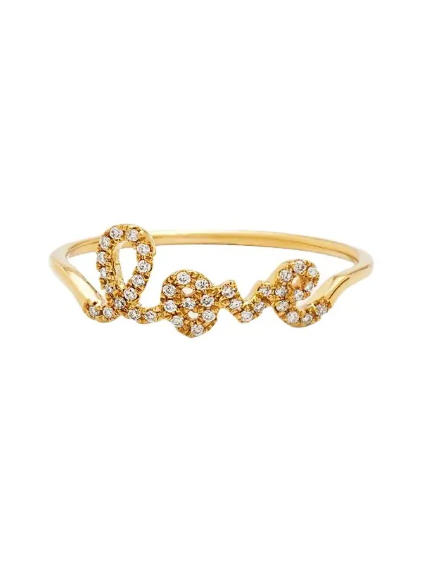 14k Gold Diamond Love Script Ring 14k Gold Diamond Love Script Ring