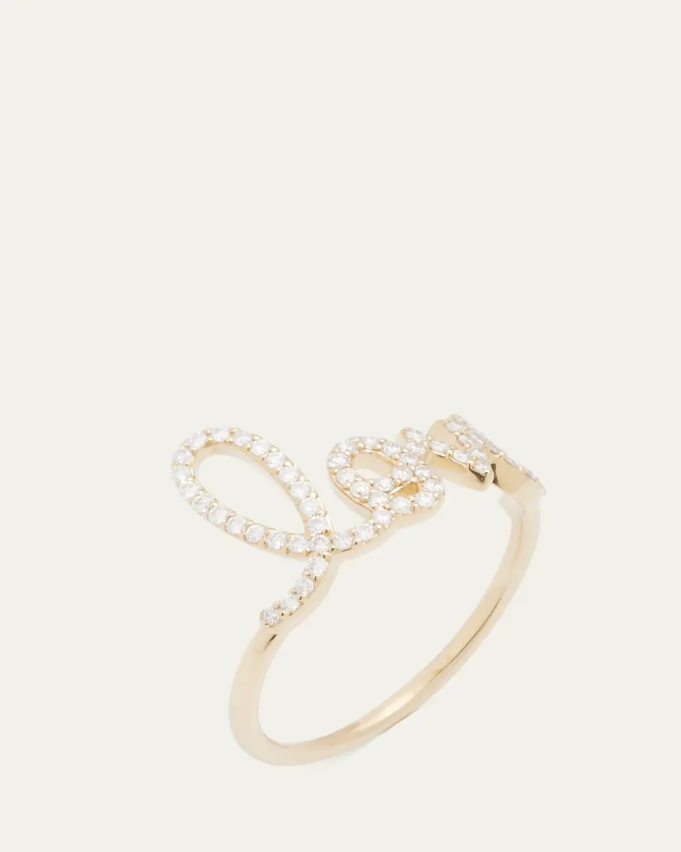 Sydney Evan Large Love 14K Gold Ring with Diamonds | Thumbnail 3