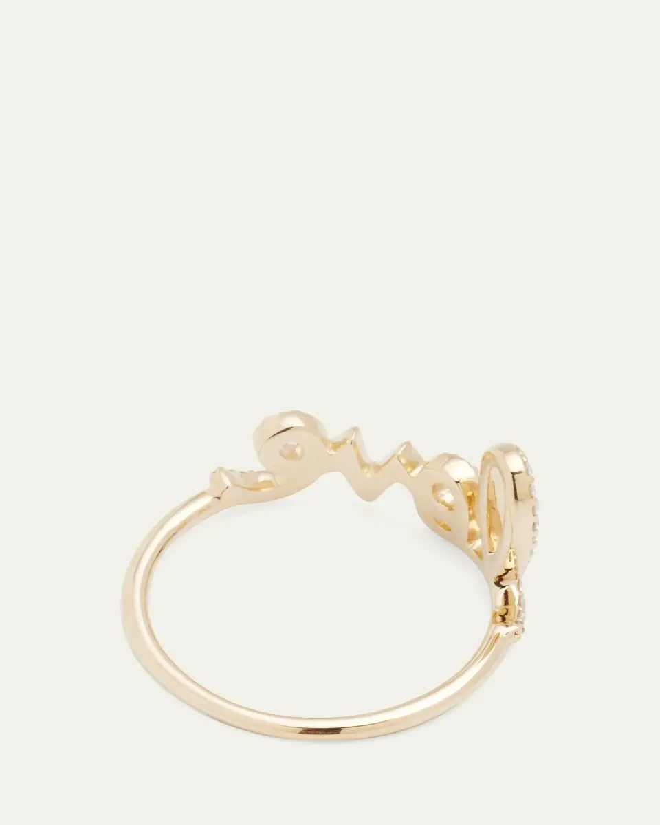 Sydney Evan Large Love 14K Gold Ring with Diamonds | Thumbnail 4