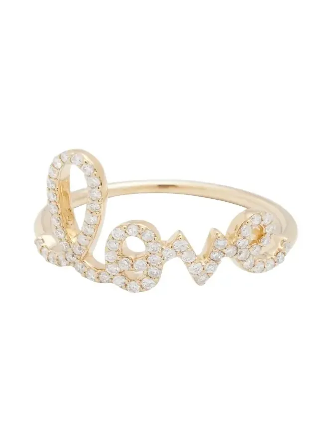 Large Love 14K Gold Ring with Diamonds Large Love 14K Gold Ring with Diamonds