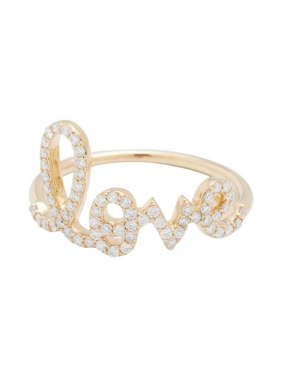 Large Love 14K Gold Ring with Diamonds Large Love 14K Gold Ring with Diamonds