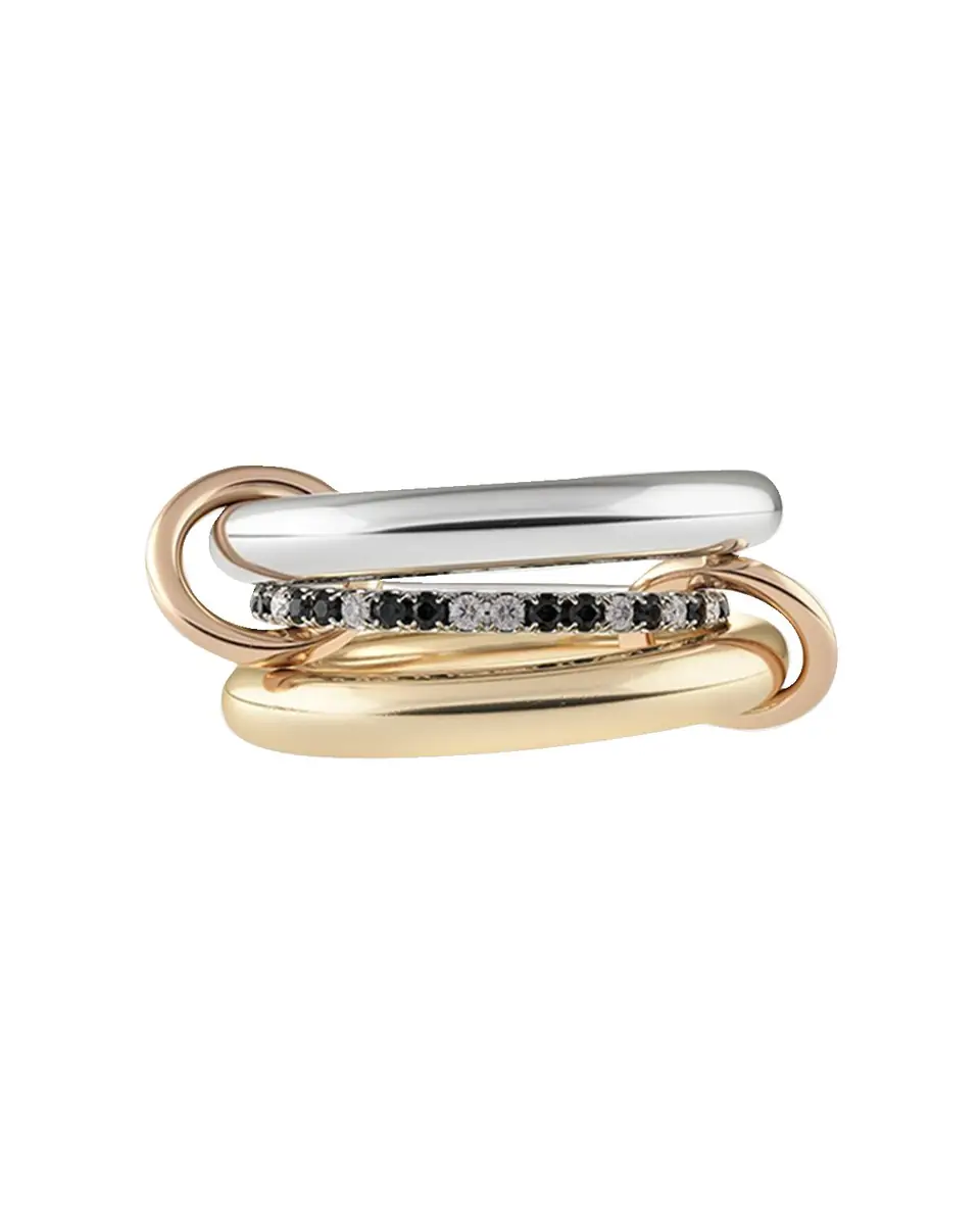Spinelli Kilcollin Libra 18k Gold & Silver 3-Link Ring w/ Micropave Diamonds | Thumbnail 2