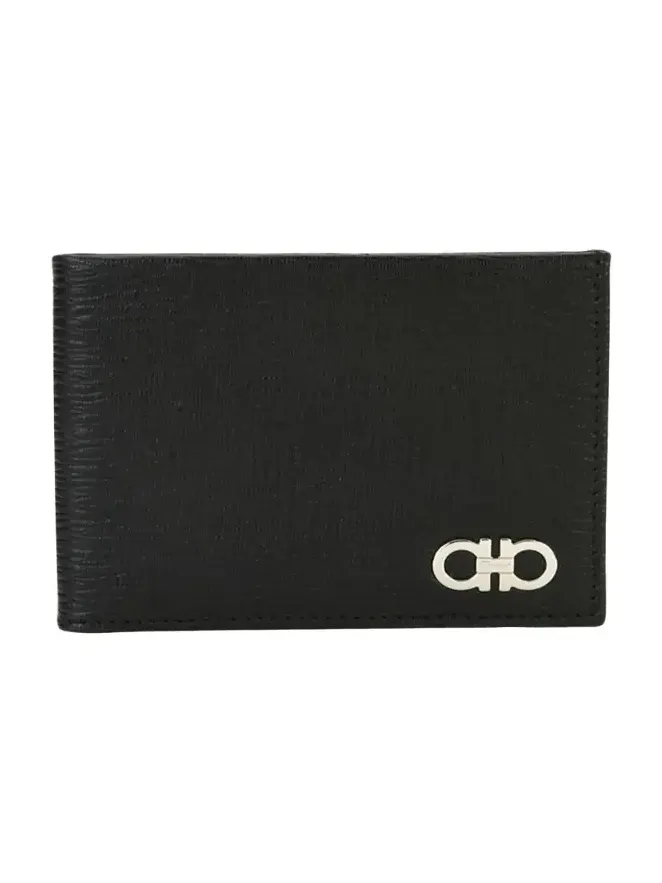 Men's Revival Gancini Bi-Fold Leather Wallet, Black/Red