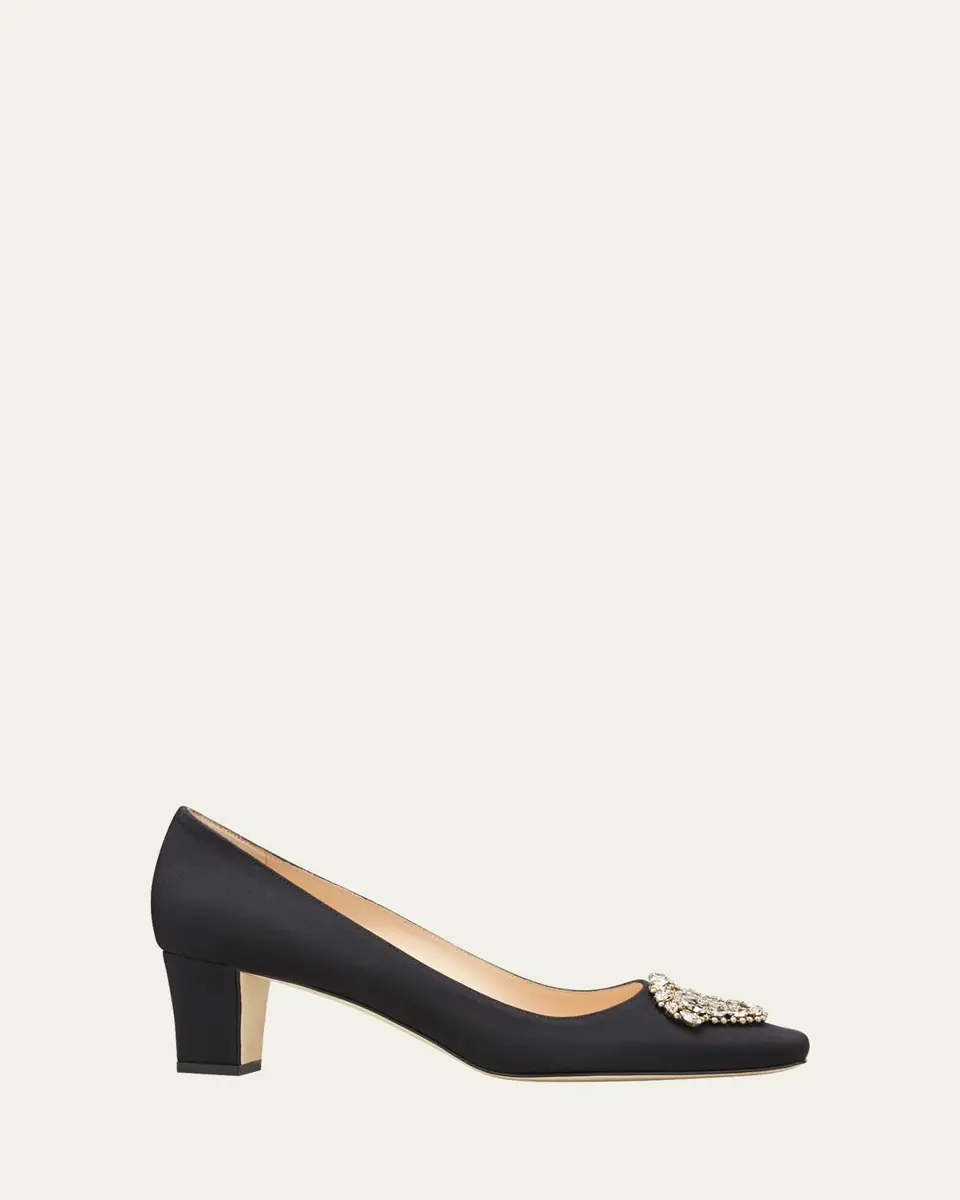 Manolo Blahnik Okkato Low-Heel Crepe Pumps | Thumbnail 3