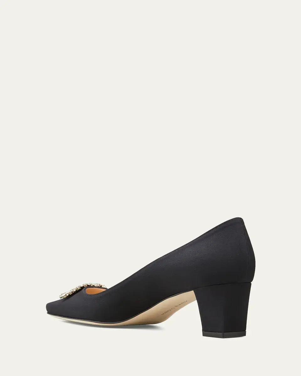 Manolo Blahnik Okkato Low-Heel Crepe Pumps | Thumbnail 4