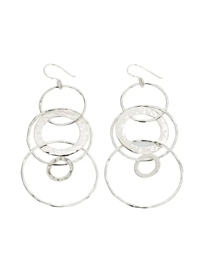 Jumbo Hammered Jet Set Earrings in Sterling Silver
