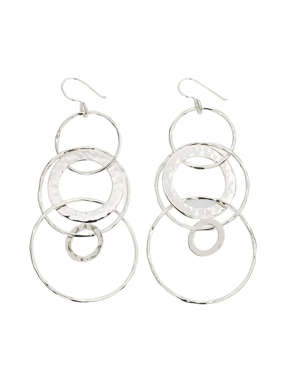 Jumbo Hammered Jet Set Earrings in Sterling Silver Jumbo Hammered Jet Set Earrings in Sterling Silver
